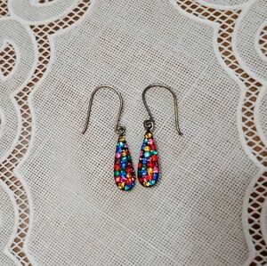 💗Sterling Silver 925 Multicolor CZ Teardrop Earrings💗